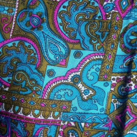 Vintage 60s Fritzi Paisley Geometric Psychedelic Blouse Top Hippie - Picture 8 of 8